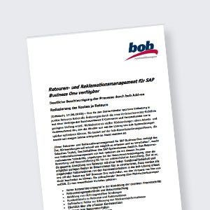 Pressemitteilung zur Retourenlösung für SAP Business One • bob Systemlösungen